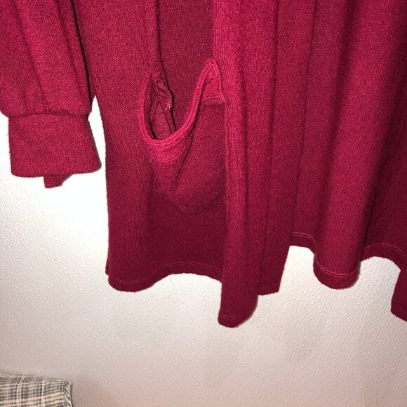 Maurices Womens Size XXL Maroon Open Front Pockets Stretch Sweater Cardigan Top - Picture 7 of 13